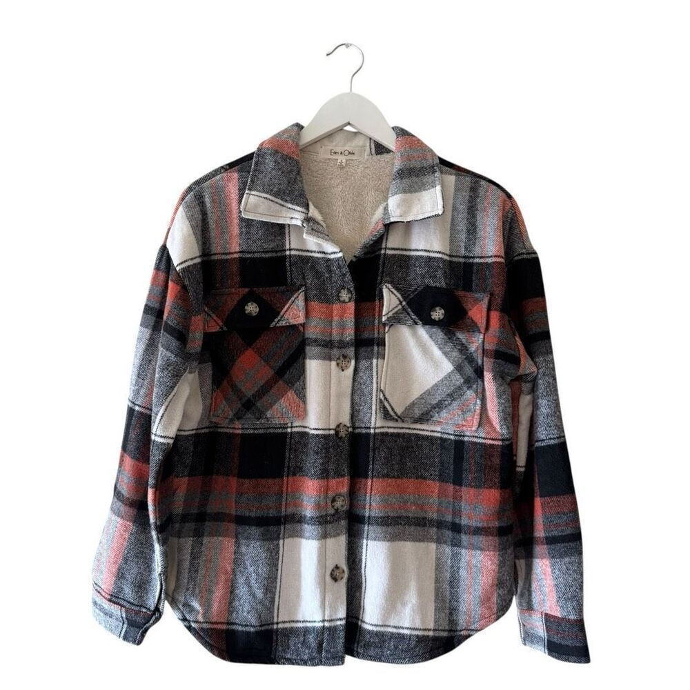 Anthropologie Eden & Olivia oversized plaid flannel button -up Jacket SZ S #2525